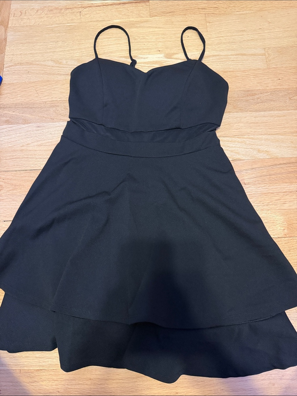Emerald Sundae Black Spaghetti-Strap A-Line Mini Dress